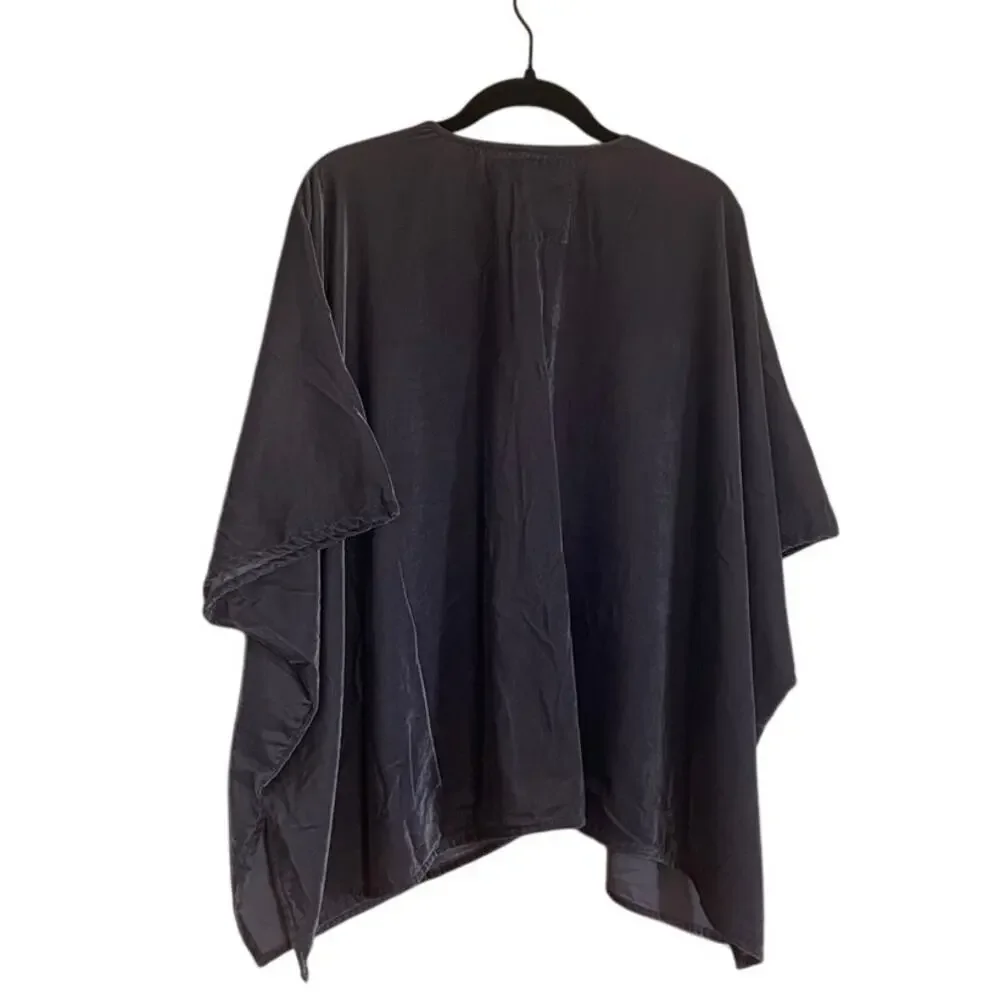 Kyla Seo Velvet Draped Kimono Jacket Gray Purple Boho Artsy Size Medium